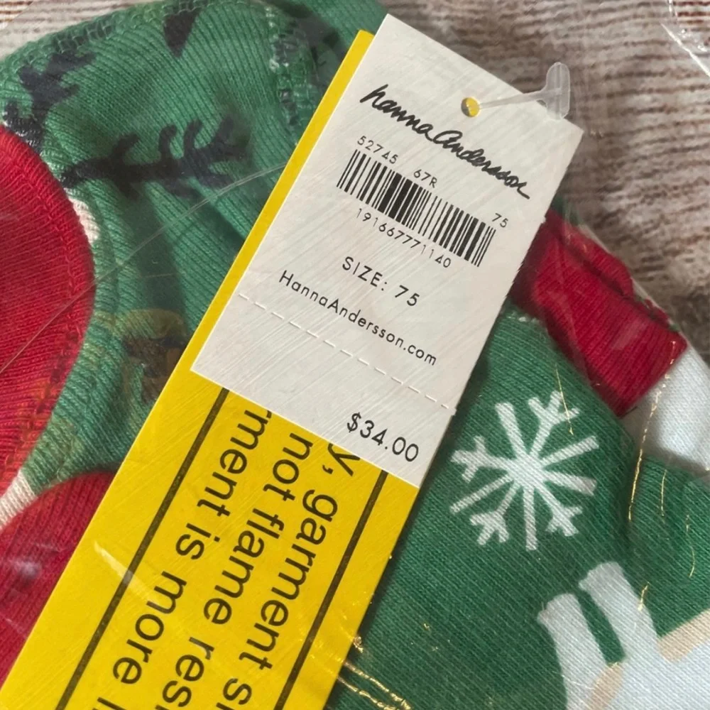 NWT Hanna Anderson Baby Holiday Print Pajamas dog Size 75/12-18 Months